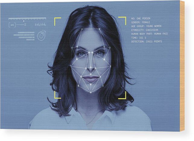 Internet Wood Print featuring the photograph Facial Recognition Technology #2 by Izusek