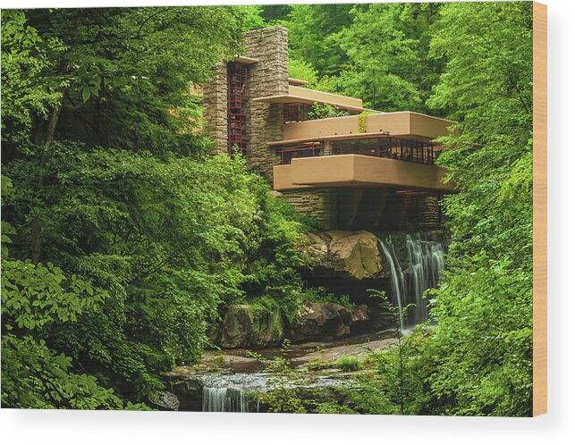 Building Wood Print featuring the photograph Falling Waters by Louis Dallara