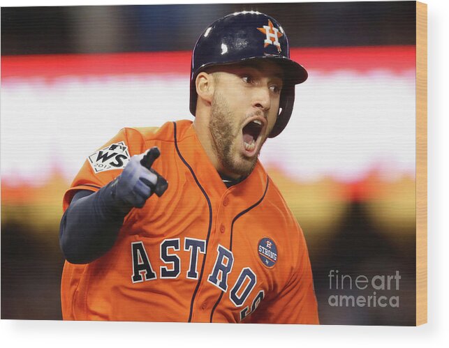 Second Inning Wood Print featuring the photograph George Springer #2 by Ezra Shaw