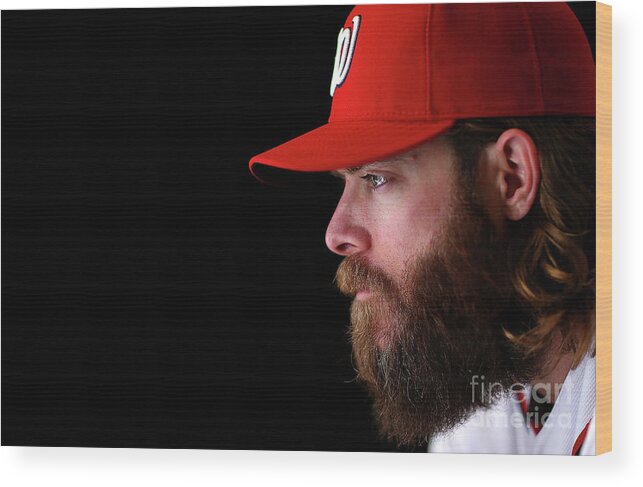 Media Day Wood Print featuring the photograph Jayson Werth #2 by Mike Ehrmann