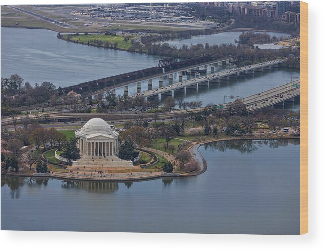 Washington Dc Wood Print featuring the photograph Jefferson Memorial Aerial #2 by Susan Candelario