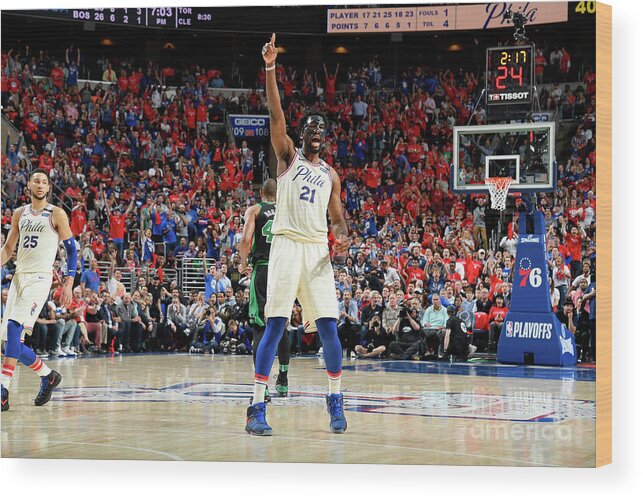 Playoffs Wood Print featuring the photograph Joel Embiid by Brian Babineau