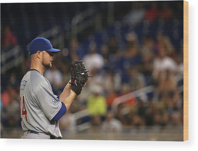 People Wood Print featuring the photograph Jon Lester #2 by Mike Ehrmann