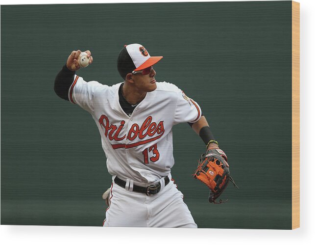 Three Quarter Length Wood Print featuring the photograph Manny Machado by Patrick Smith