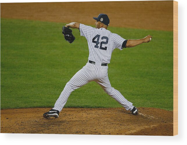 Baseball Pitcher Wood Print featuring the photograph Mariano Rivera #2 by Mike Stobe