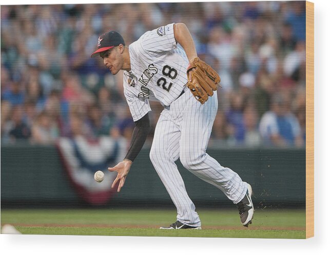 Ball Wood Print featuring the photograph Nolan Arenado #2 by Dustin Bradford