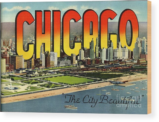 Retro Wood Print featuring the photograph Retro Chicago Poster #2 by Action