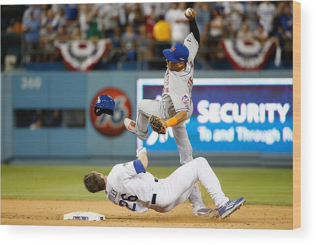 Double Play Wood Print featuring the photograph Ruben Tejada and Chase Utley #2 by Sean M. Haffey