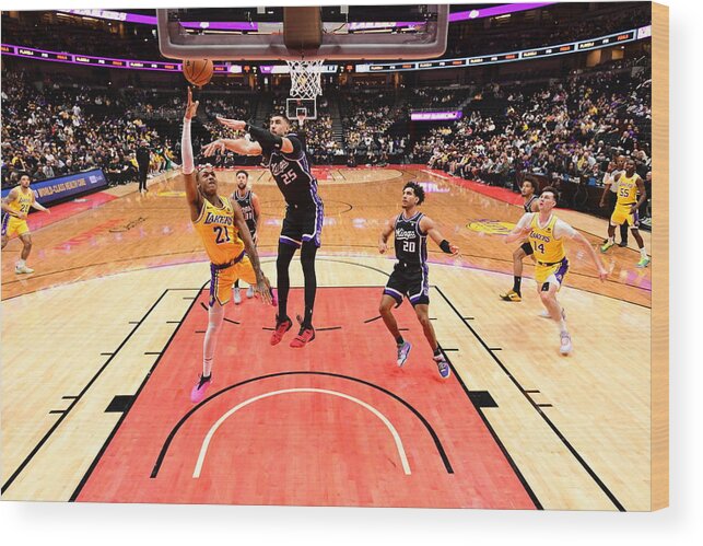 Nba Pro Basketball Wood Print featuring the photograph Sacramento Kings v Los Angeles Lakers #2 by Adam Pantozzi