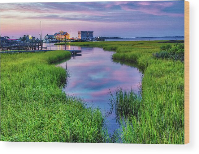 Southport Wood Print featuring the photograph Southport Salt Marsh Sunrise #2 by Nick Noble