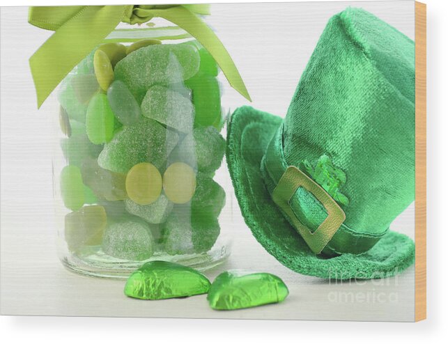 Candy Wood Print featuring the photograph St Patricks Day Candy #2 by Milleflore Images