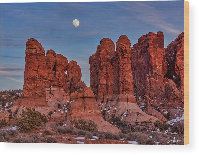 Moab Wood Print featuring the photograph Super Moonrise at Garden Of Eden by Dan Norris