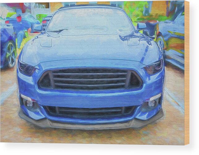 2017 Blue Ford Mustang Gt 5.0 Wood Print featuring the photograph 2017 Blue Ford Mustang GT 5.0 X231 by Rich Franco