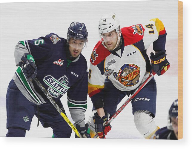 Erie Otters Wood Print featuring the photograph 2017 Memorial Cup - Erie Otters v Seattle Thunderbirds by Dennis Pajot