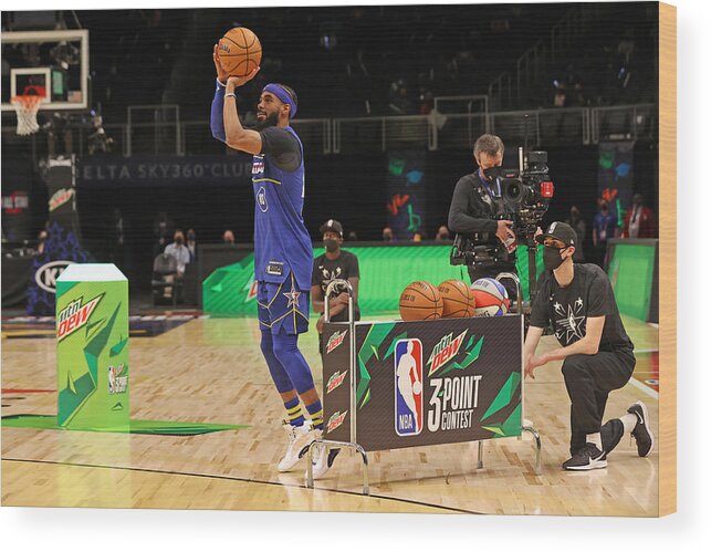 Mike Conley Wood Print featuring the photograph 2021 NBA All-Star - MTN DEW 3-Point Contest by Joe Murphy