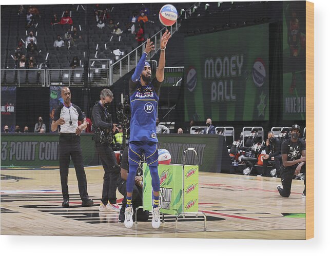 Mike Conley Wood Print featuring the photograph 2021 NBA All-Star - MTN DEW 3-Point Contest by Nathaniel S. Butler