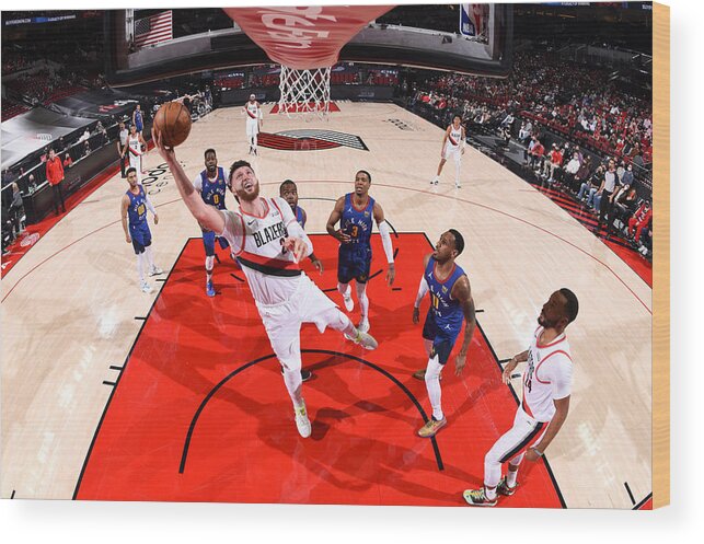 Jusuf Nurkić Wood Print featuring the photograph 2021 NBA Playoffs - Denver Nuggets v Portland Trail Blazers by Garrett Ellwood