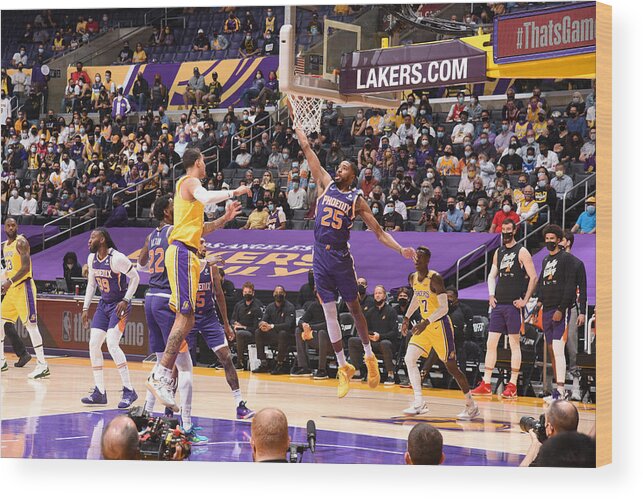 Mikal Bridges Wood Print featuring the photograph 2021 NBA Playoffs - Phoenix Suns v Los Angeles Lakers by Andrew D. Bernstein