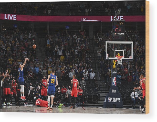 Playoffs Wood Print featuring the photograph 2021 NBA Playoffs - Portland Trail Blazers v Denver Nuggets by Garrett Ellwood