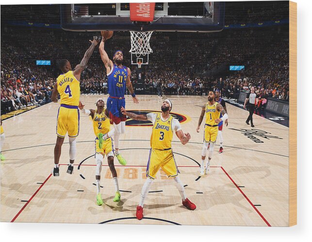 Playoffs Wood Print featuring the photograph 2023 NBA Playoffs - Los Angeles Lakers v Denver Nuggets by Garrett Ellwood