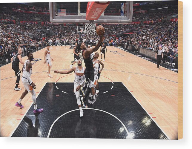 Terance Mann Wood Print featuring the photograph 2023 NBA Playoffs - Phoenix Suns v LA Clippers by Andrew D. Bernstein