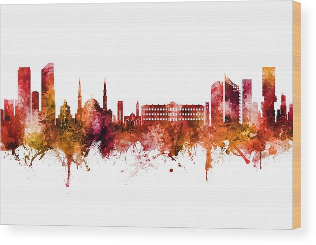 Beirut Wood Print featuring the digital art Beirut Lebanon Skyline #21 by Michael Tompsett