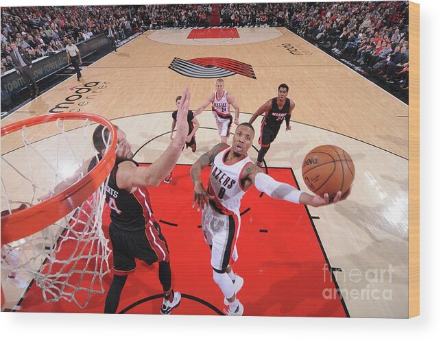 Nba Pro Basketball Wood Print featuring the photograph Damian Lillard by Sam Forencich
