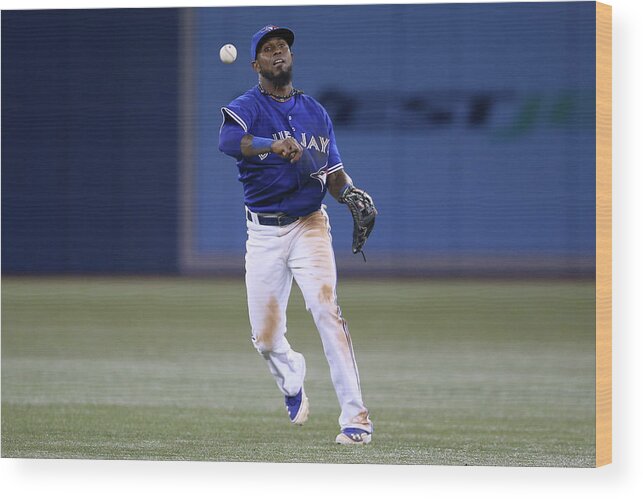 American League Baseball Wood Print featuring the photograph Jay Rogers #28 by Tom Szczerbowski