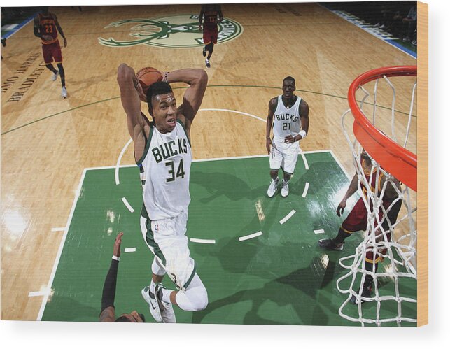 Nba Pro Basketball Wood Print featuring the photograph Giannis Antetokounmpo by Gary Dineen