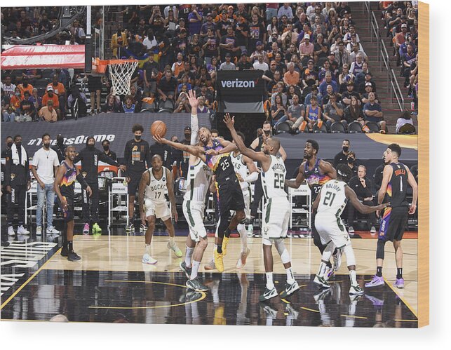 Playoffs Wood Print featuring the photograph 2021 NBA Finals - Milwaukee Bucks v Phoenix Suns by Andrew D. Bernstein
