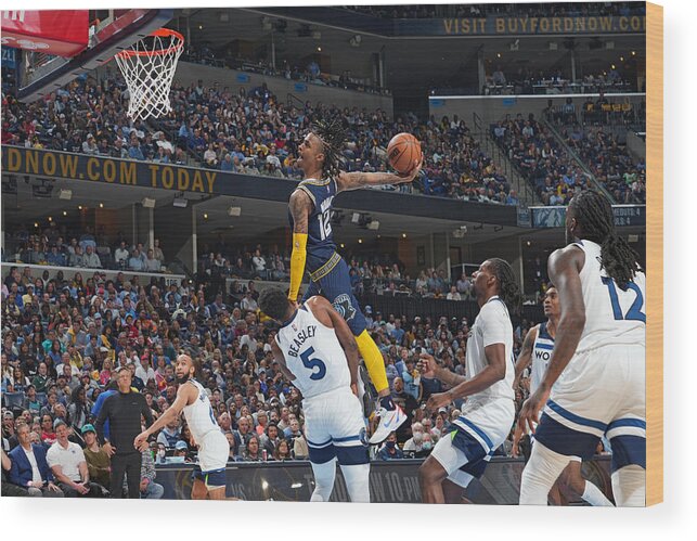 Playoffs Wood Print featuring the photograph 2022 NBA Playoffs - Minnesota Timberwolves v Memphis Grizzlies by Jesse D. Garrabrant