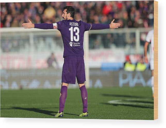 People Wood Print featuring the photograph ACF Fiorentina v Genoa CFC - Serie A #3 by Gabriele Maltinti