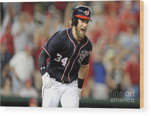 Three Quarter Length Wood Print featuring the photograph Bryce Harper by Greg Fiume