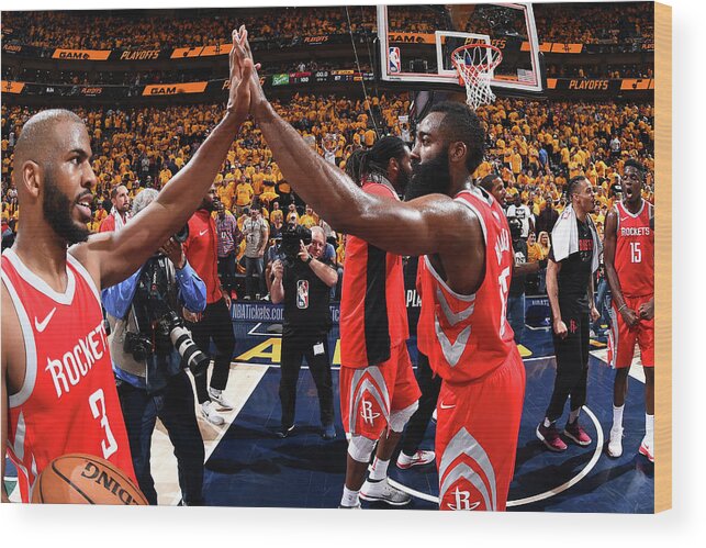 Playoffs Wood Print featuring the photograph Chris Paul and James Harden by Andrew D. Bernstein