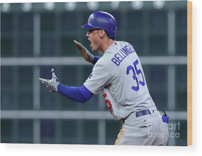 Three Quarter Length Wood Print featuring the photograph Cody Bellinger by Tom Pennington