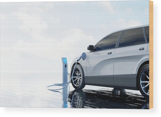 Alternative Fuel Vehicle Wood Print featuring the photograph Electric Car Charging #3 by 3alexd