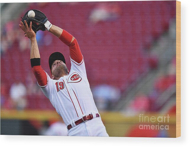 Great American Ball Park Wood Print featuring the photograph Joey Votto by Jamie Sabau