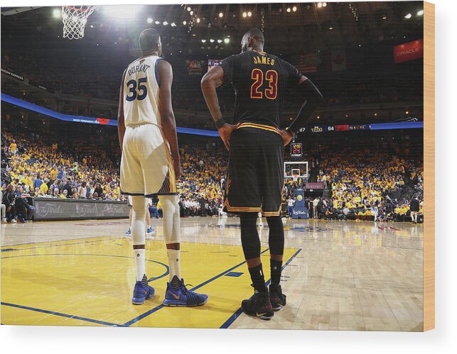 Kevin Durant Wood Print featuring the photograph Kevin Durant and Lebron James #3 by Nathaniel S. Butler