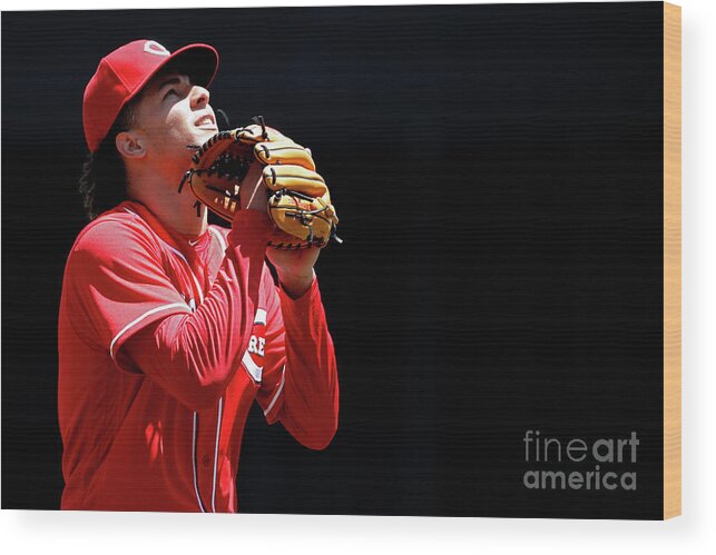 Great American Ball Park Wood Print featuring the photograph Luis Castillo by Joe Robbins