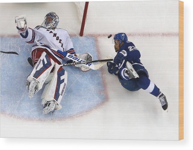 Playoffs Wood Print featuring the photograph New York Rangers v Tampa Bay Lightning - Game Six #3 by Mike Carlson