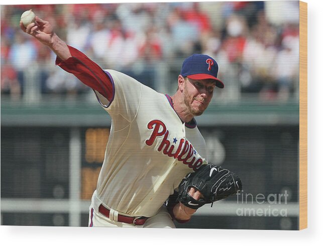 Citizens Bank Park Wood Print featuring the photograph Roy Halladay by Jim Mcisaac