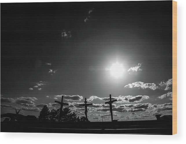 The Cross Of Our Lord Jesus Christ In Groom Texas Wood Print featuring the photograph The Cross of our Lord Jesus Christ in Groom Texas by Eldon McGraw