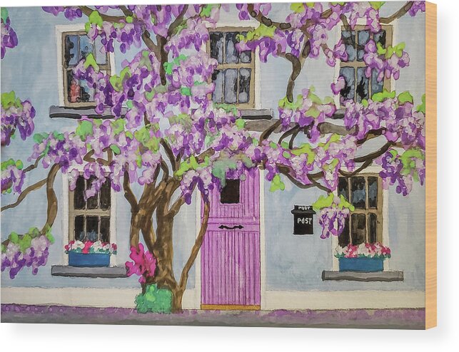 Wisteria Wood Print featuring the painting Wisteria #6 by Jean Haynes