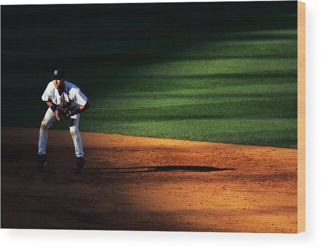 People Wood Print featuring the photograph Derek Jeter #30 by Al Bello