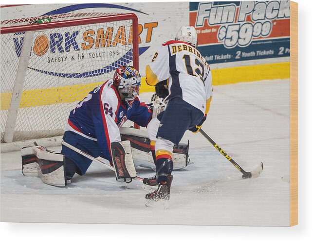 People Wood Print featuring the photograph Erie Otters V Windsor Spitfires #35 by Dennis Pajot