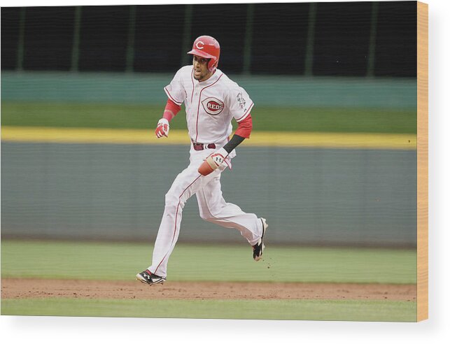 Great American Ball Park Wood Print featuring the photograph Billy Hamilton #4 by Andy Lyons