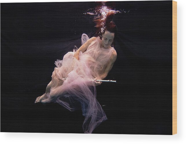 Nina Wood Print featuring the photograph Nina underwater for the Hydroflute project by Dan Friend