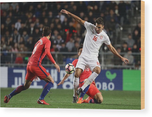International Match Wood Print featuring the photograph South Korea v Serbia - International Friendly #4 by Chung Sung-Jun