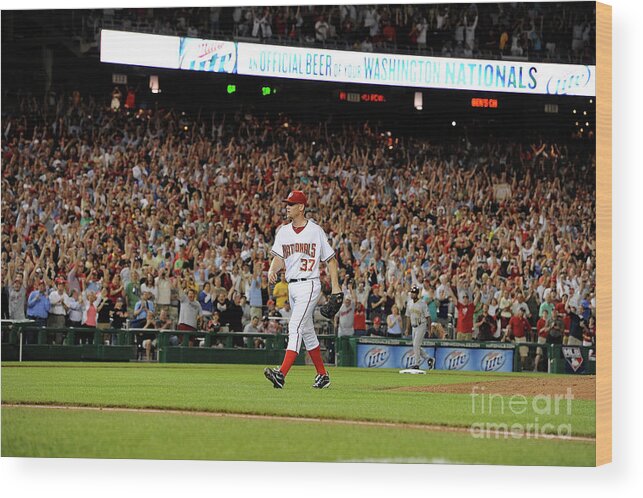 Stephen Strasburg Wood Print featuring the photograph Stephen Strasburg by Greg Fiume