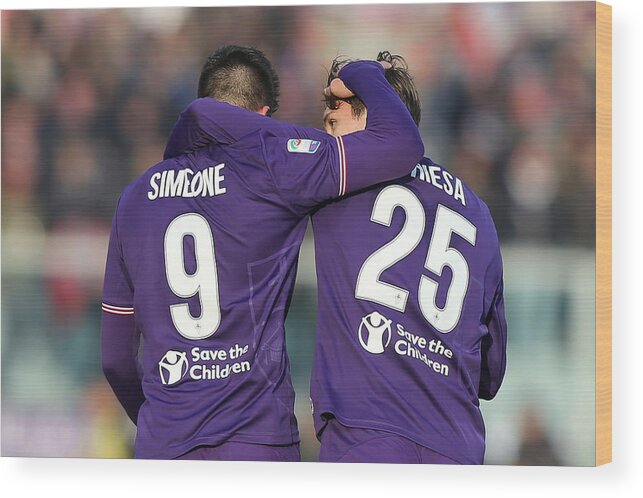 Three Quarter Length Wood Print featuring the photograph ACF Fiorentina v US Sassuolo - Serie A #5 by Gabriele Maltinti